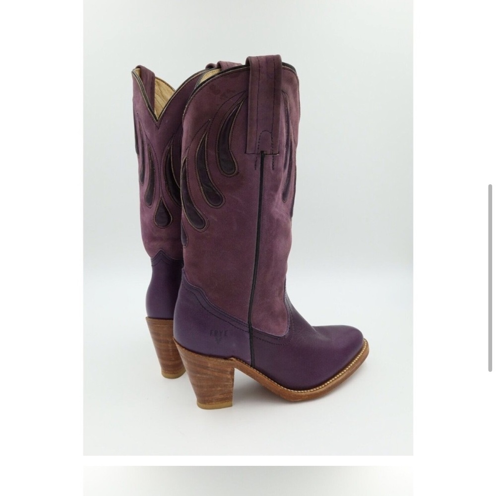 SOLD - Frye Vintage Women Size 5.5 Purple Cowboy Western Mid Calf Leather Boots - Picture 5 of 8